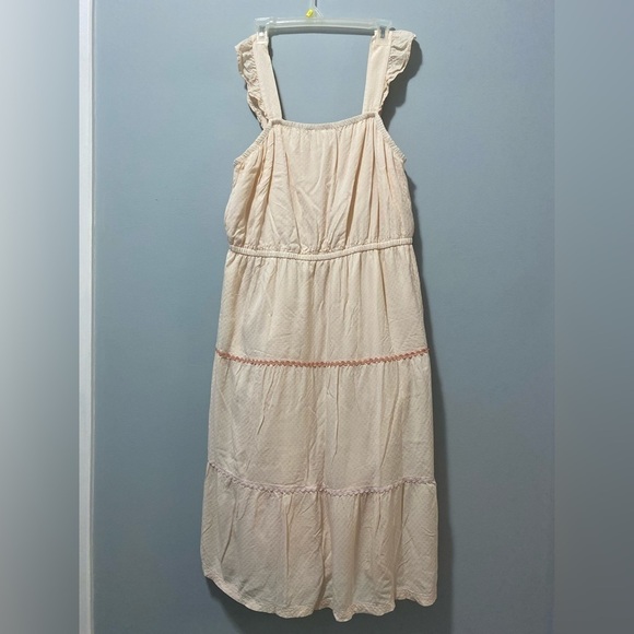 LC Lauren Conrad Plus Size Tiered Pinafore Zigzag Light Peach Dress Size XXL - Picture 8 of 12